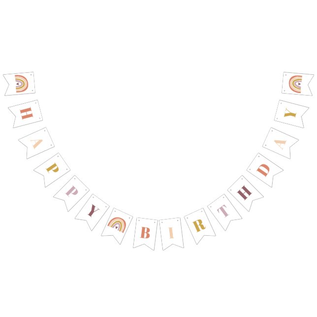 Niedlich Boho Rainbow Peach Birthday Wimpelkette (Alle)