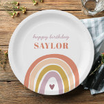 Niedlich Boho Rainbow Peach Blush Geburtstag Pappteller<br><div class="desc">Die niedlichen Boho Rainbow Peach Blush Birthday Paper Teller verfügen über ein bezauberndes Duo aus Regenbogen in Rosa-,  Rost-,  Senf-,  Aqua- und Marinetönen sowie moderner Kalligraphie.</div>