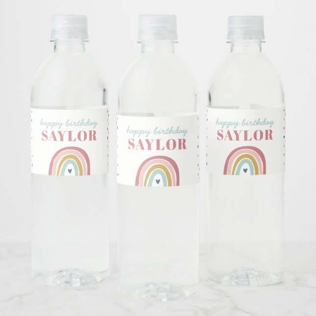 Niedlich Boho Rainbow Pink Geburtstag (Flaschen)