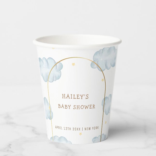 Niedlich Boho Star Cloud Arch Boy Babydusche Pappbecher (Vorderseite)