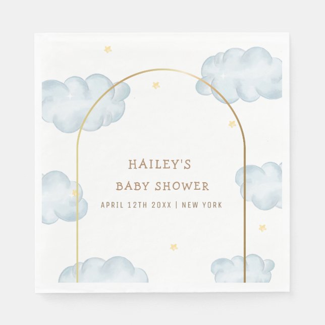 Niedlich Boho Star Cloud Arch Boy Babydusche Serviette (Vorderseite)