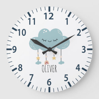Niedlich Boho Style Lullaby Cloud Kinderzimmer Wal Große Wanduhr