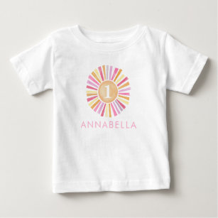 Niedlich Boho Sunshine Girls Erster Geburtstag Baby T-shirt
