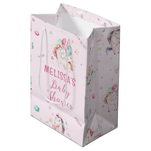 Niedlich Boho Unicorns Blumenpinke Babydusche Mittlere Geschenktüte