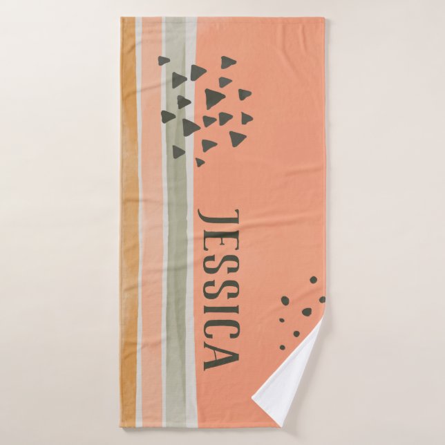 Niedlich Boho Wasserfarbe Personalisiert Name Bade Badehandtuch (Badehandtuch)