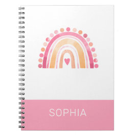 Niedlich Boho Wasserfarbe Regenbogen in Rosa perso Notizblock