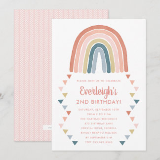 Niedlich Boho Watercolor Rainbow Birthday Coral In Einladung