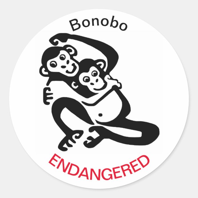 Niedlich -BONOBO -gefährdeter Schimpanse - Wildtie Runder Aufkleber (Vorderseite)