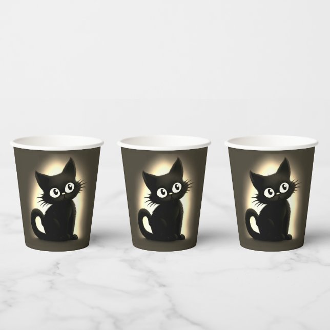 Niedlich Boo Black Cat Halloween Pappbecher (Multi)