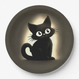 Niedlich Boo Black Cat Halloween Pappteller