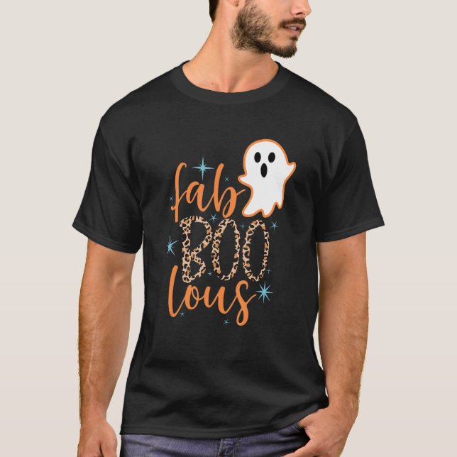 Niedlich Boo Ghost Fab Boo Lous Leopard Happy Hall T-Shirt (Vorderseite)