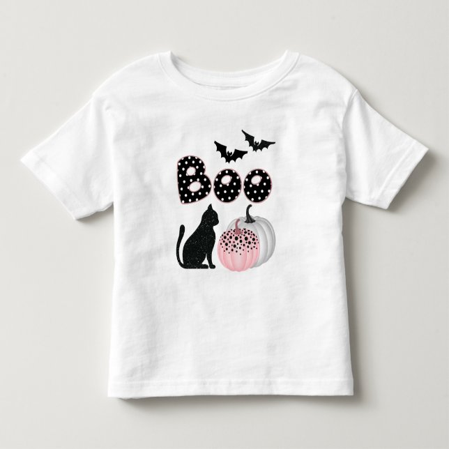 Niedlich Boo! Pink Pumpkin Halloween Kleinkind T-shirt (Vorderseite)