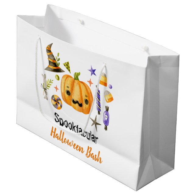 Niedlich Boo Pumpkin Spooktacular Halloween Bash P Große Geschenktüte (Vorderseite Schrägansicht)