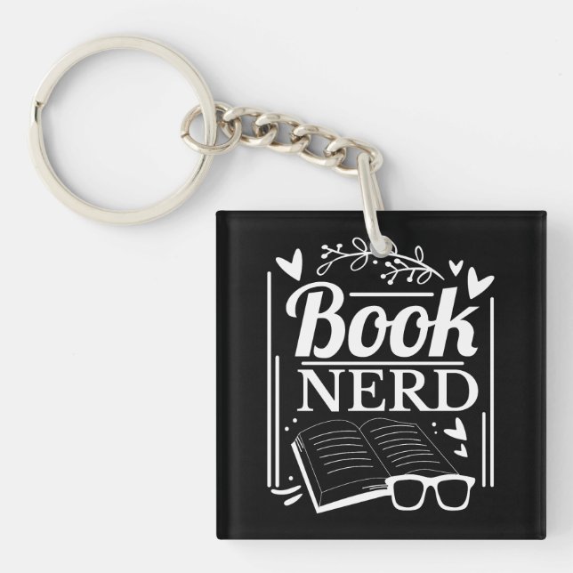 Niedlich Book Nerd Bookaholic Monogram Schlüsselanhänger (Vorderseite)