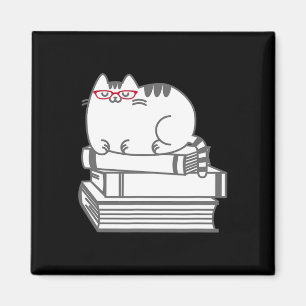 Niedlich Book Nerd Cat - Funny Nerdy Kitten Shirt Magnet