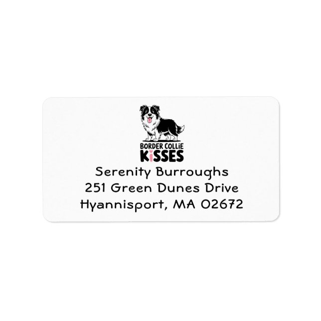 Niedlich Border Collie Kisses Puppy Dog Lover Adressaufkleber (Vorne)
