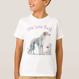 Niedlich Borzoi Hund Floral T-Shirt