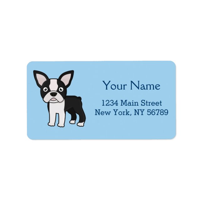 Niedlich Boston Terrier Adressaufkleber (Vorne)