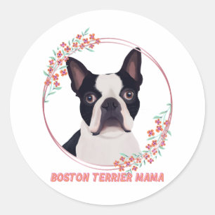 Niedlich Boston Terrier - Boston Terrier Mama Runder Aufkleber
