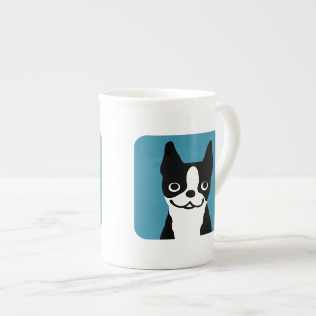Niedlich Boston Terrier Cartoon Dog Prozellantasse (Vorderseite Rechts)