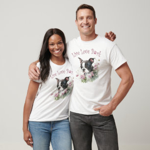 Niedlich Boston Terrier Dog Floral T-Shirt