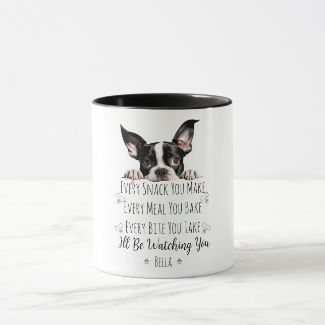 Niedlich Boston Terrier Dog Funny Custom Tasse (Zentrum)