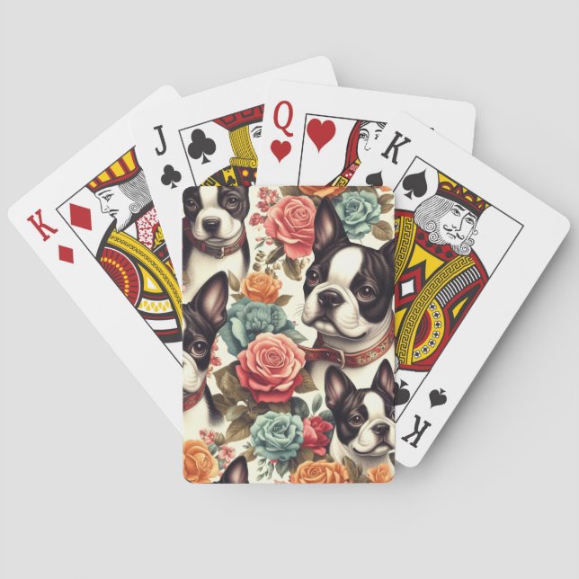 Niedlich Boston Terrier Illustration Spielkarten (Rückseite)
