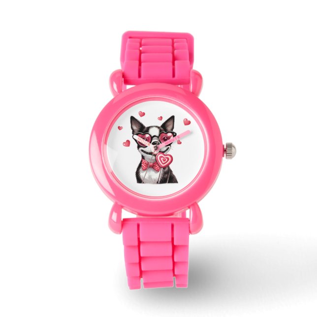 Niedlich Boston Terrier Kids' Watch Armbanduhr (Vorderseite)