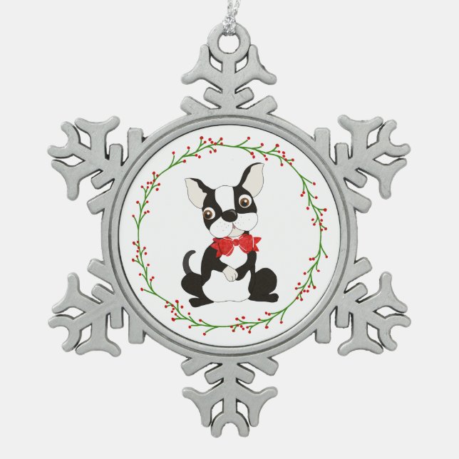 Niedlich Boston Terrier Ornament Weihnachten (Vorderseite)