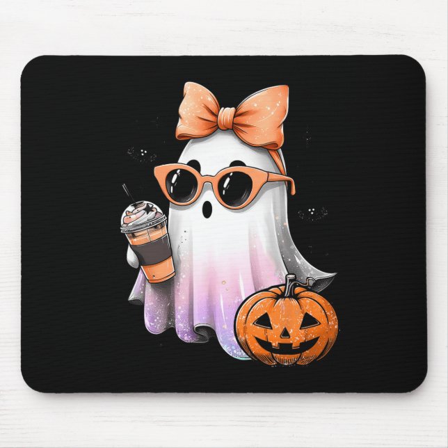 Niedlich Bougie Ghost Kaffee Pumpkin Spooky Season Mousepad (Vorne)