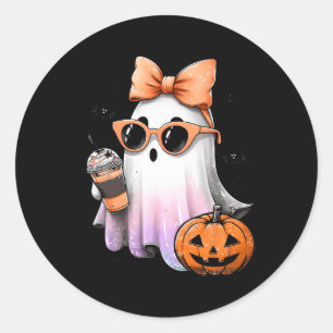 Niedlich Bougie Ghost Kaffee Pumpkin Spooky Season Runder Aufkleber