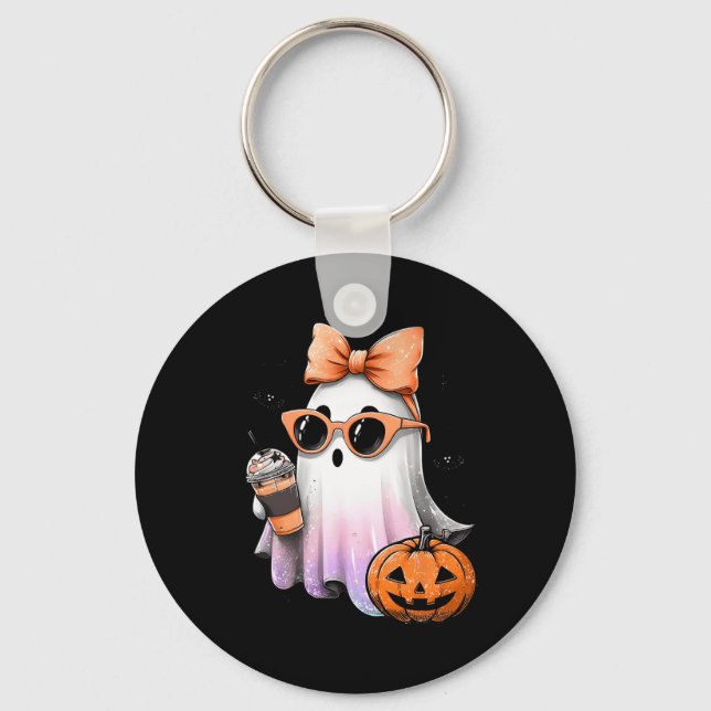 Niedlich Bougie Ghost Kaffee Pumpkin Spooky Season Schlüsselanhänger (Vorderseite)
