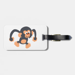 Niedlich Bouncy Cartoon Chimpanzee Gepäckmarke Gepäckanhänger