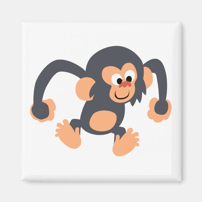 Niedlich Bouncy Cartoon Chimpanzee Magnet (Vorne)