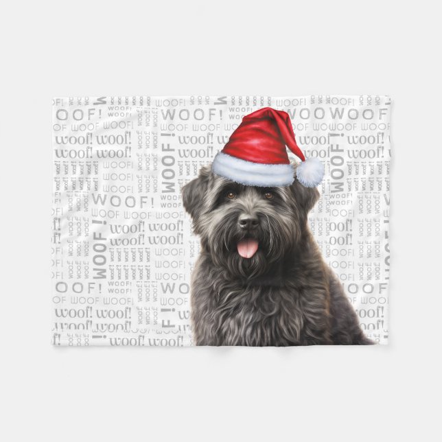 Niedlich Bouvier Flanders Cattle Dog Weihnachtsfei Fleecedecke (Vorderseite (Horizontal))