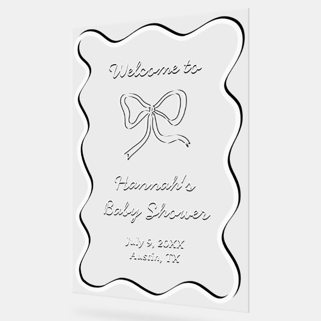 Niedlich Bow Baby Dusche Begrüßungszeichen Akrylli Acrylschild (Winkel)