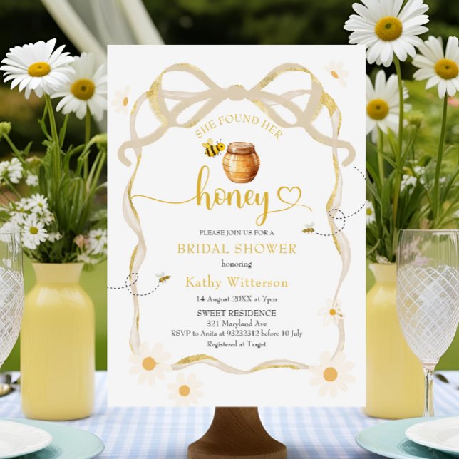 Niedlich Bow Daisy Bee Bride zu Bee Bridal Einladung (Von Creator hochgeladen)