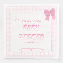 Niedlich Bow Pastel Pink Gingham Baby Dusche