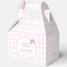 Niedlich Bow Pastel Pink Gingham Baby Duschkabine Geschenkschachtel