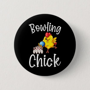 Niedlich Bowling Chick Funny Bowler Bowl Game Enth Button