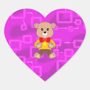 Niedlich Bowtie Teddy Bear Pink Geometric Sticker