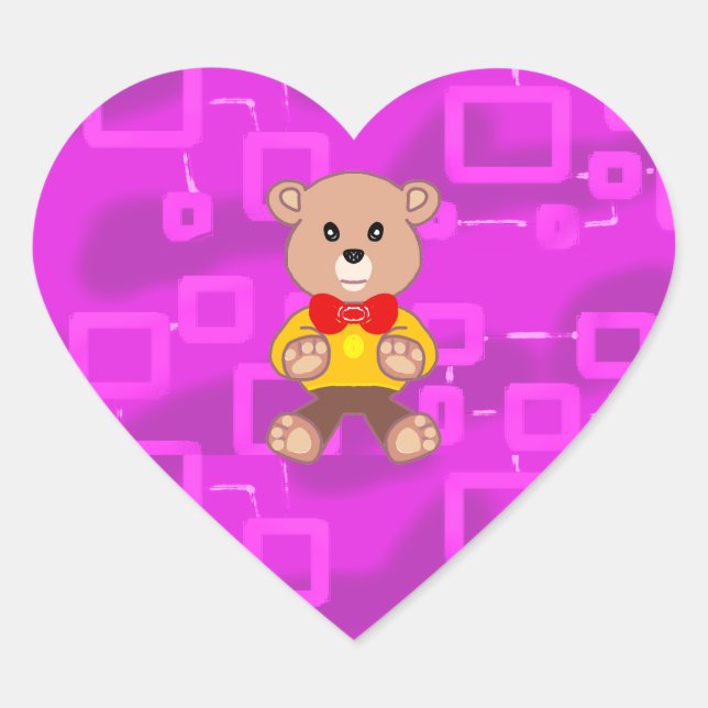 Niedlich Bowtie Teddy Bear Pink Geometric Sticker (Vorderseite)