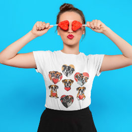 Niedlich Boxer Dog Valentine Watercolor Frauen T-Shirt