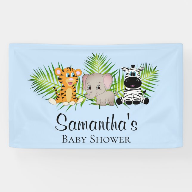 Niedlich Boy Blue Baby Dusche Safari Jungle Banner (Horizontal)