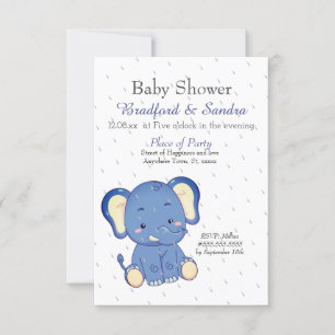 Niedlich Boy Elephant Simple Baby Dusche Einladung