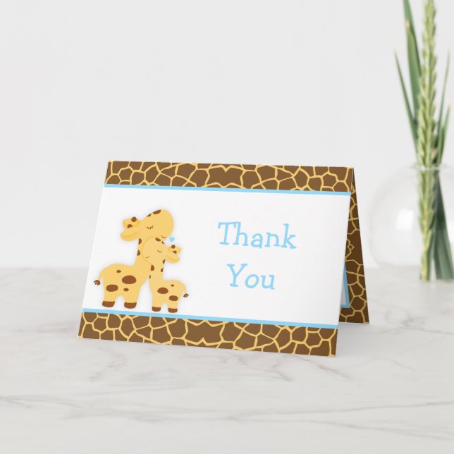 Niedlich Boy Giraffe Babydusche Dankeskarte (Vorderseite)