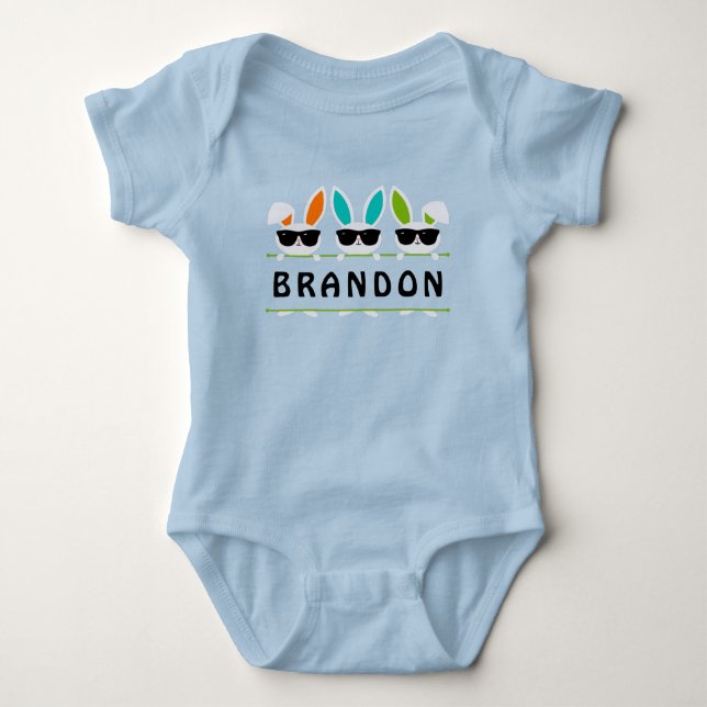 Niedlich Boy Ostersonne Personalisierter Name Baby Strampler (Vorderseite)