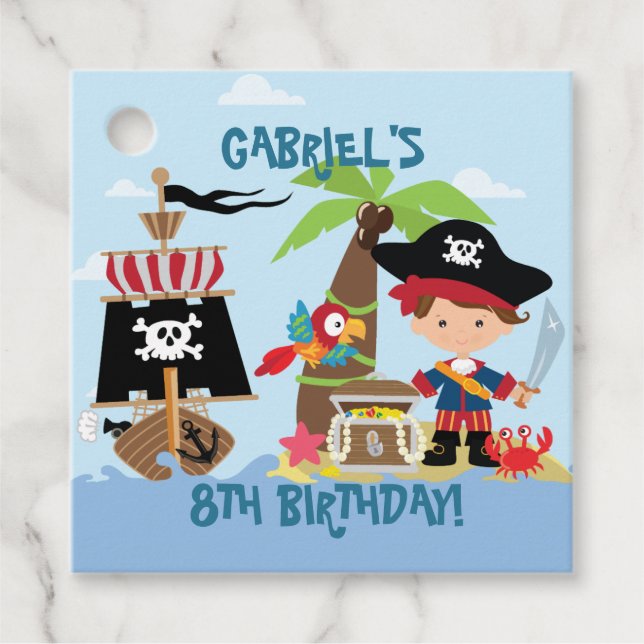 Niedlich Boy Pirate Party Geschenkanhänger (Vorderseite)