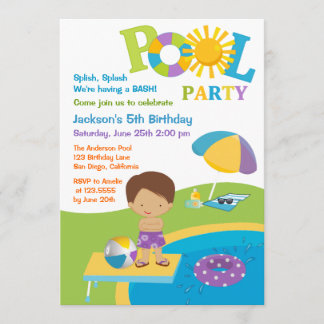 Niedlich Boy Pool Party Geburtstag Einladung