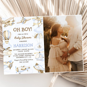 Niedlich Boy's Airplane Theme Baby Shower Party Fo Einladung